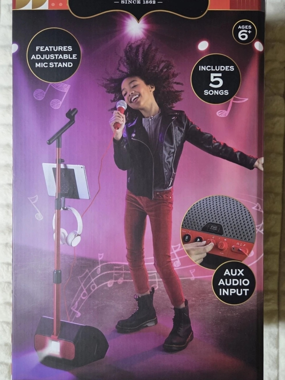FAO Schwarz Red and Black Kids Karaoke Mic with Stand
